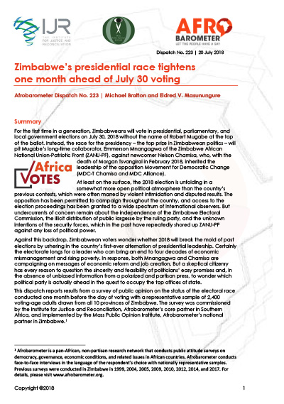Zimbabwes presidential race tightens one month ahead of July 30 voting