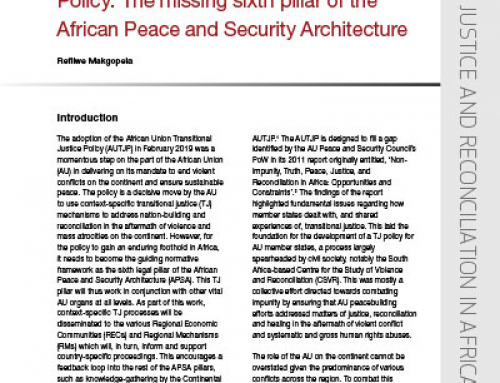 IJR Policy Brief 28: The African Union Transitional Justice Policy