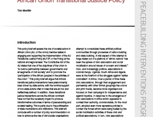 IJR Policy Brief 40: Civil society engagement with the African Union Transitional Justice Policy