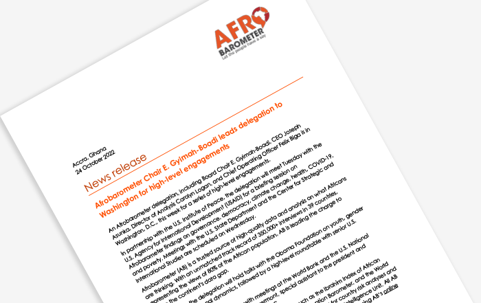 News release-Afrobarometer delegation in Washington for high-level engagements