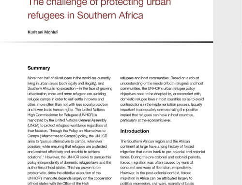 IJR Policy Brief 43: The challenge of protecting urban refugees in Southern Africa