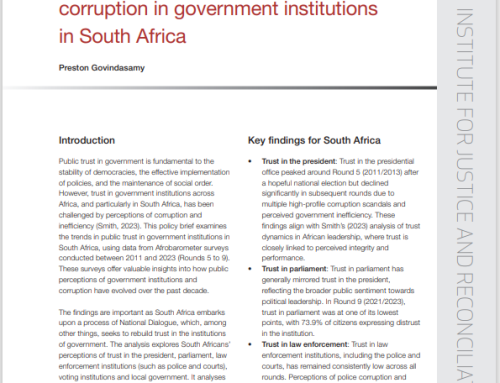 Citizens’ perceptions of trust and corruption in government institutions in South Africa